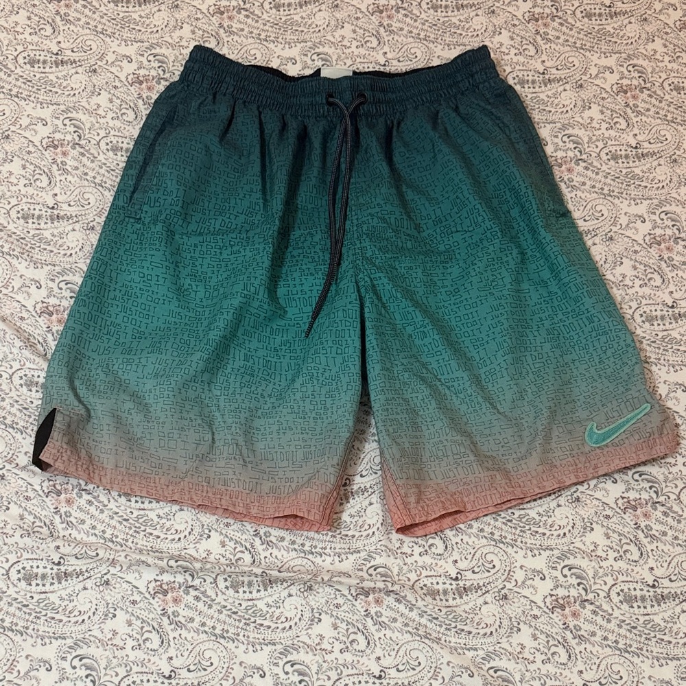 Nike Men’s Teal to Coral Gradient Athletic Shorts